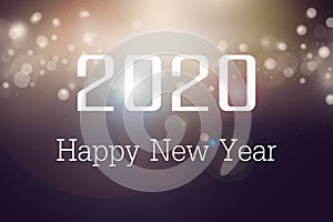 Happy new year 2020 and bokeh lights for New year banner