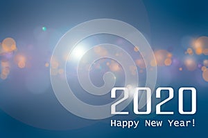 Happy new year 2020 and bokeh lights for New year banner