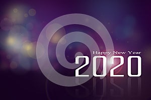 Happy new year 2020 and bokeh lights for New year banner