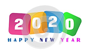 Happy New Year 2020 card and greeting text design