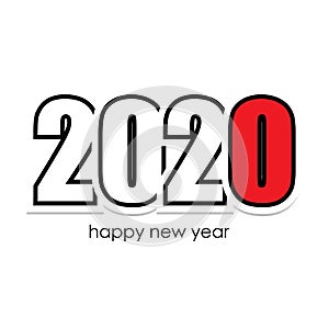 Happy New Year 2020 colored logo text design