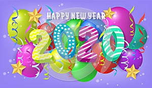 Happy new year 2020.Colorful Design 3D background