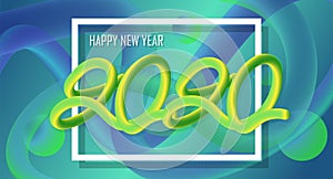 Happy new year 2020.Colorful Design 3D background