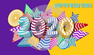 Happy new year 2020.Colorful Design 3D background