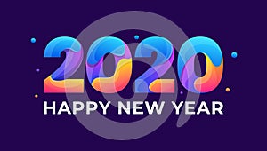 Happy new year 2020 colorful greeting card paper for seasonal holidays banner, flyers, greetings and invitations cards and christm