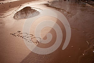 Happy New Year 2020 concept, 2020 number lettering on the sea beach,