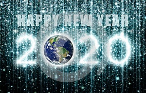 Happy New Year 2020 - Earth and Stars -  3D Illustration