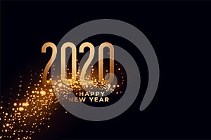 Happy new year 2020 falling sparkles background design