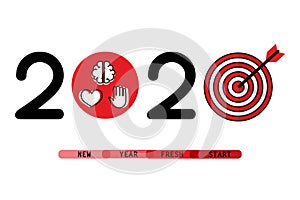 Happy New Year 2020 , Fresh start new targets concept, Have a big dream, get an idea and doing with love, Vector illustration