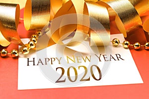 Happy new year 2020 with gold decoration