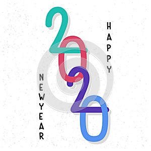 Happy New Year 2020 greeting card