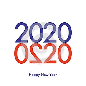 Happy New Year 2020. Greeting  card. 2020 year  typography. Love typography. Heart  typography. Heart shape made from numbers.