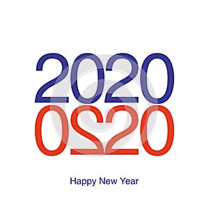 Happy New Year 2020. Greeting  card. 2020 year  typography. Love typography. Heart  typography. Heart shape made from numbers.