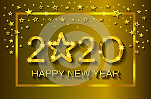 Happy New Year 2020 - greeting card, flyer, invitation - vector