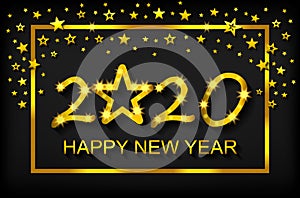 Happy New Year 2020 - greeting card, flyer, invitation - vector