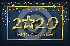 Happy New Year 2020 - greeting card, flyer, invitation - vector