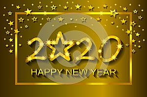 Happy New Year 2020 - greeting card, flyer, invitation - vector