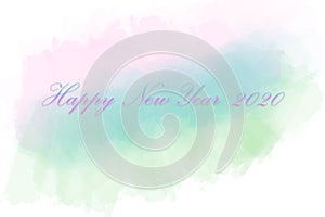 Happy New Year 2020 greeting card with simple gradients and pastel colors, minimalist pastel color concept for children or cute