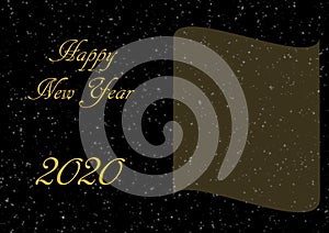 Happy new year 2020 landscape invitation in gold