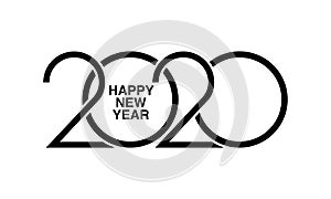 Happy New Year 2020 logo text design.  Brochure design template, card, banner