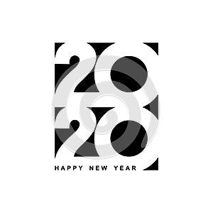 Happy New Year 2020 logo text design. Cover of business diary for 2020 with wishes. Brochure design template, card, banner. Vector