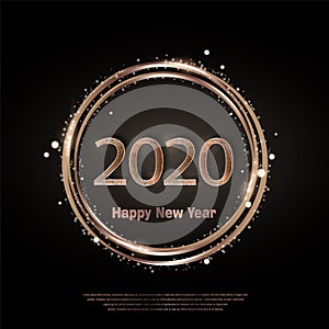 Happy new year 2020 luxury greeting card, vector