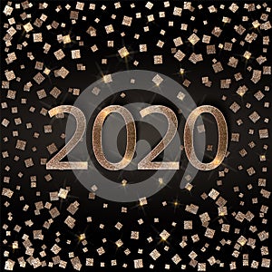 Happy new year 2020 luxury greeting card, vector