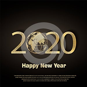 Happy new year 2020 luxury greeting card, vector