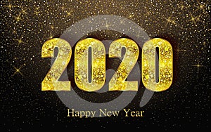 Happy new year 2020 luxury greeting card, vector