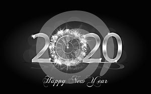 Happy new year 2020 luxury greeting card, vector