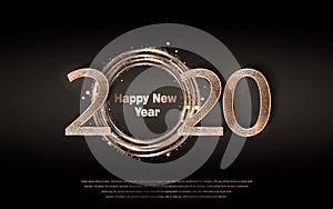 Happy new year 2020 luxury greeting card, vector