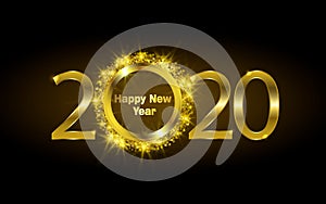 Happy new year 2020 luxury greeting card, vector