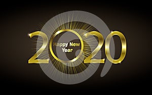 Happy new year 2020 luxury greeting card, vector