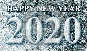 Happy New Year 2020 made from Snow Flakes â€“ 3D illustration
