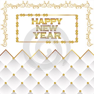 Happy new year 2020 and merry Christmas white greeting card, flyer background with golden decoration vector illustration