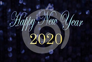 Happy new year 2020 message on sparkling background