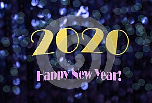 Happy new year 2020 message on sparkling background