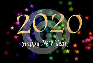 Happy new year 2020 message on sparkling background