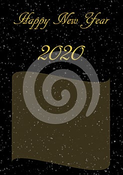 Happy new year 2020 portrait invitation in gold