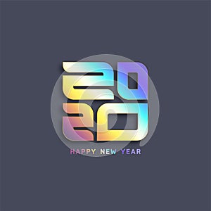 Happy New Year 2020 Text Design Lettering, Vector Logo illustration.