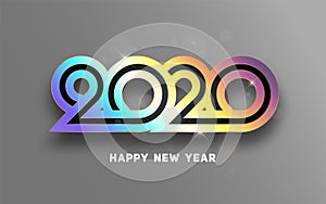 Happy New Year 2020 Text Design Lettering, Vector Logo illustration.