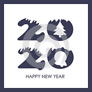 Happy New Year 2020 Text Design Pattern