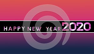 Happy new year 2020 text frame black - Fireworks - Background creative modern - vector illustration.