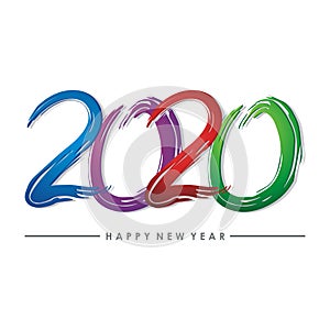 Happy new year 2020 text - number design