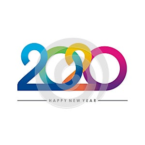 Happy new year 2020 text - number design