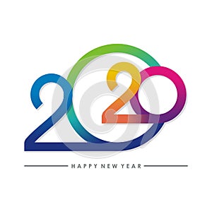 Happy new year 2020 text - number design