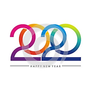 Happy new year 2020 text - number design
