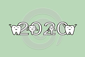 Happy New Year 2020, tooth with number