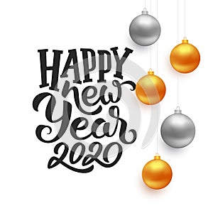 Happy New Year 2020 typography on vector card