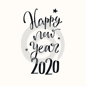 Happy New year 2020 vector handwritten lettering, calligraphy